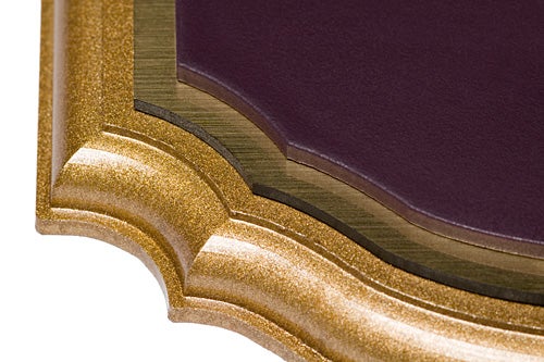Corner Detail - Eggplant with Gold Backplate