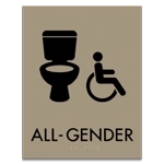 All-Gender Restroom Sign w/Toilet & ISA Symbols