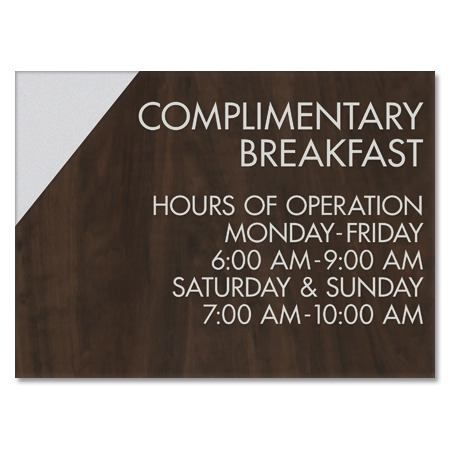 Complimentary Breakfast Sign w/Hours