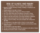 Georgia Water Slide Risk of Illness and Injury Sign