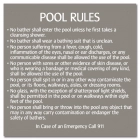 Massachusetts Pool Rules Sign