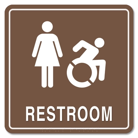 Restroom Sign w/Female & Dynamic ISA Symbols