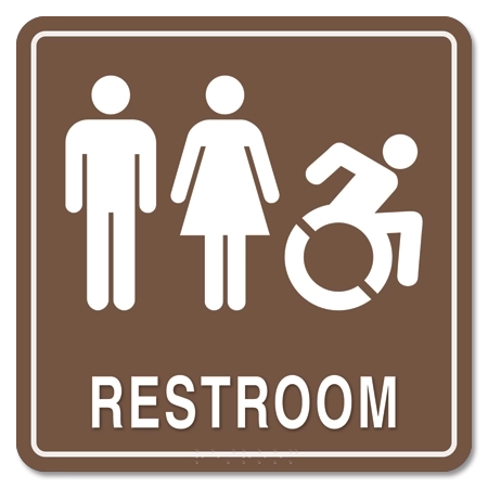 Restroom Sign w/Unisex & Dynamic ISA Symbols