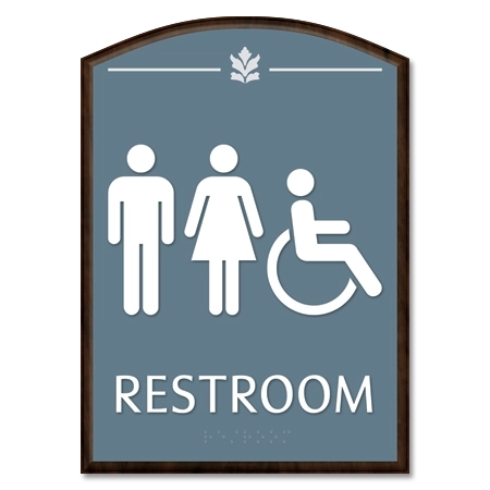 Restroom Sign w/ Unisex & ISA Symbols