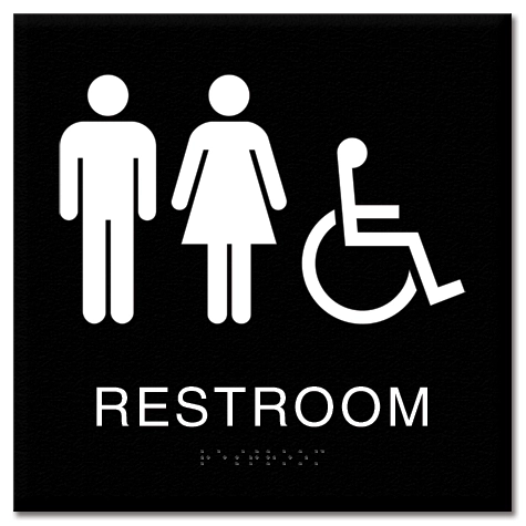 Restroom Sign w/Unisex & ISA Symbols