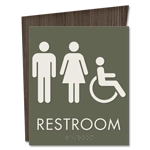 Restroom Sign w/ Unisex & ISA Symbols