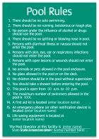 South Carolina Pool Rules Sign