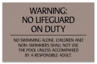South Dakota No Lifeguard Pool Sign