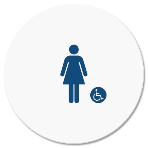 Restroom Sign w/Female & ISA Symbols