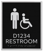 "Restroom" Sign w/Male and ISA Symbols plus Room Number