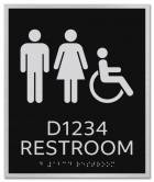 "Restroom" Sign w/Male, Female and ISA Symbols plus Room Number
