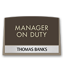 Nameplates/Staff On Duty