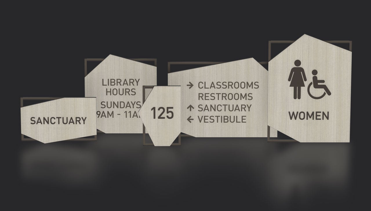 Various Chassis sign types lined up in a row