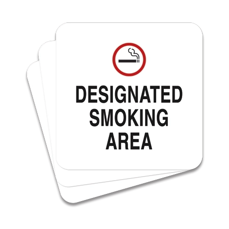 Designated Smoking Area with Symbol - 3 Pack