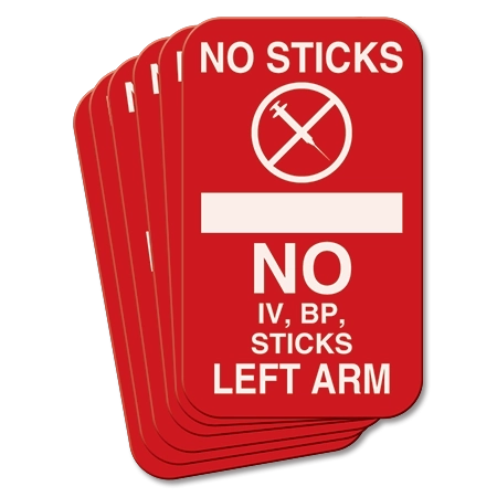 No Sticks No IV, BP, or Sticks Left Arm - 6 Pack