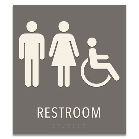 Restroom Sign w/Unisex & ISA Symbols