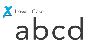 Lower case letters are not allowed on raised character signs.